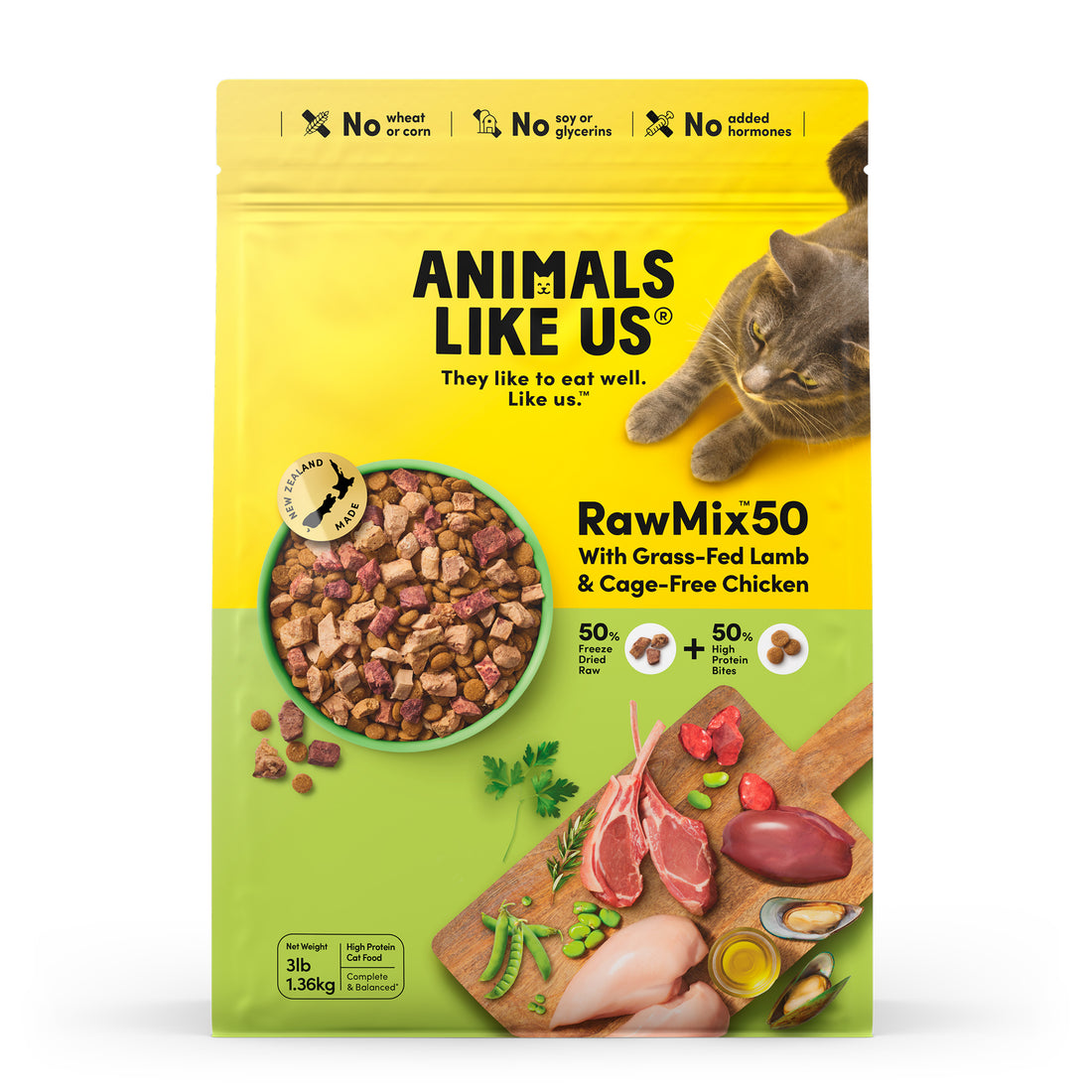 Animals Like Us Raw Mix50 - Grass-Fed Lamb and Cage-Free Chicken Cat Food